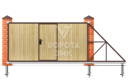 Деревом обшитые ворота 2500×3500 ЗМК-7697